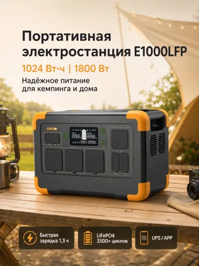Портативная станция PECRON E1000LFP, LiFePO4 1024 Вт·ч, 1800 Вт, 230 В, резервное питание для дома, кемпинга, авто, быстрая зарядка